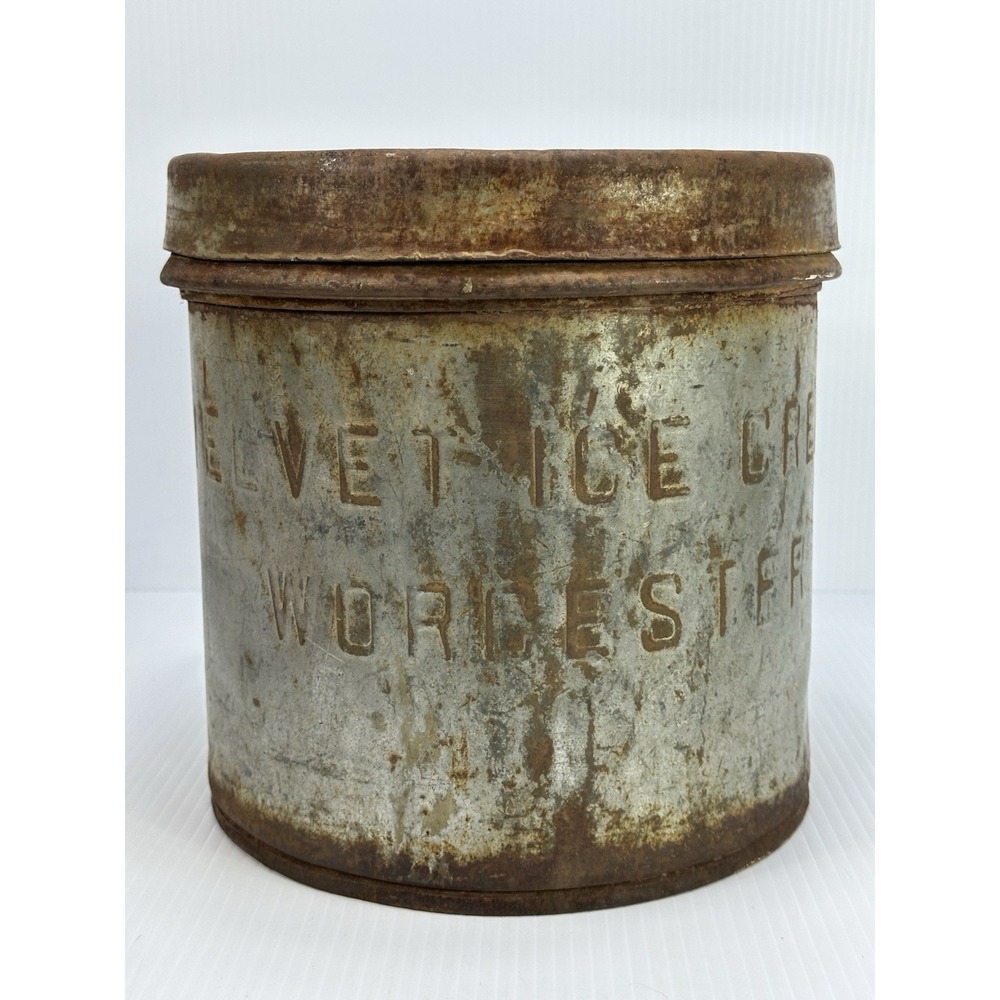 Vintage VELVET Ice Cream Worcester Ma Insulated Metal Container Can‎ Dairy